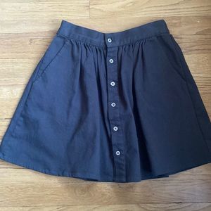 Rylee + Cru dark grey sz S cotton skirt pockets front buttons mini flare EUC